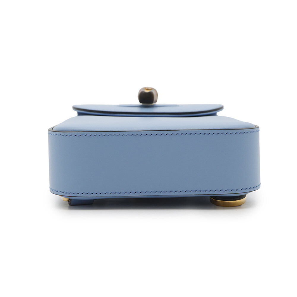 GUCCI Blue Leather Bamboo Shoulder Bag - Picture 3 of 16